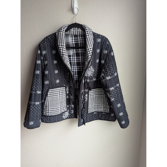 The Great Reversible Quilted Jacket size S Black Patchwork Western Cozy Boho - Picture 7 of 9